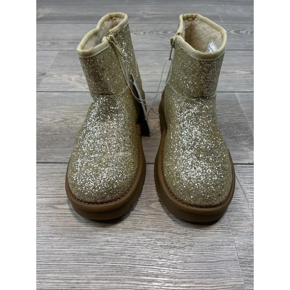 Cat & Jack Girls' Honor Faux Suede Boots Gold Size 3 NWT